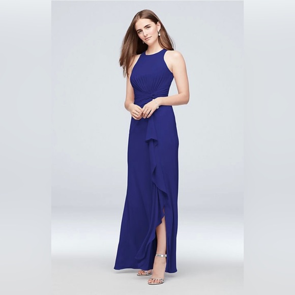 NWT! David’s Bridal High-Neck Bridesmaid or Prom Dress in Dusty Sage - Picture 2 of 7